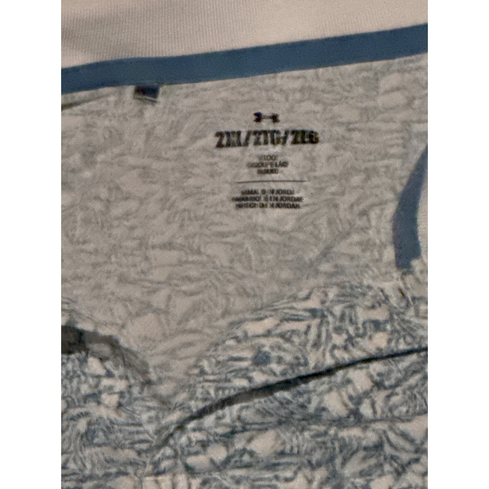 Under Armour Mens 2XL Floral Print Golf Polo Shirt Blue White HeatGear 1377377 - Picture 3 of 5